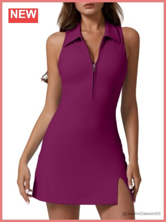 Other - Zip Front Tennis Dress with Built-in Shorts and Pockets